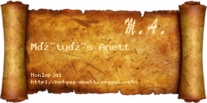Mátyás Anett névjegykártya